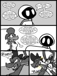  2025 amphibian anthro armor big_penis bottomless breastplate brother_(lore) brother_and_sister_(lore) cape caspar_(ultilix) clothed clothing comic dialogue dragon ellipsis emerald_(ultilix) english_text european_mythology fangs female feral fist flaccid frog genitals greyscale group hair knee_pads larger_feral larger_male leo_the_magician looking_up male monochrome motion_blur mouthless mythological_creature mythological_scalie mythology no_pupils onomatopoeia penis punch robe ruby_(ultilix) scalie shadow_creature sharp_teeth shirt shoulder_pads sibling_(lore) sister_(lore) size_difference smaller_anthro smaller_female smaller_male sound_effects speech_bubble spot_color tank_top teeth text topwear ultilix western_dragon 