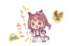  1girl animal animal_ears bandaid bandaid_on_leg bird bow buruma clenched_hands eagle ear_bow flower-shaped_pupils gloves gym_shirt gym_uniform hairband haru_urara_(umamusume) hatsuyume highres horse_ears horse_girl horse_tail horseshoe jacket moko39_takasora mount_fuji open_clothes open_jacket pink_hair purple_eyes red_buruma red_gloves red_hairband shirt simple_background sketch solo symbol-shaped_pupils tail translation_request umamusume white_background white_bow white_jacket white_shirt 
