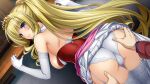  1boy 1girl against_wall ass bare_shoulders bent_over blonde_hair blue_eyes blush breasts cameltoe clothes_lift dress dutch_angle elbow_gloves game_cg garter_straps gloves grabbing_another's_ass groping hetero indoors inoino kouyoku_senki_exs-tia lace lace-trimmed_legwear lace_trim large_breasts large_variant_set long_hair looking_at_viewer looking_back non-web_source official_art panties parted_lips ponytail rieszverne_suzette_paladill sideboob skirt skirt_lift solo_focus thigh_gap thighhighs tiara underwear variant_set very_long_hair white_gloves white_panties white_thighhighs 