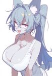  animal_humanoid anthro big_breasts breasts clothed clothing felid feline female fire0283 hair hi_res humanoid looking_at_viewer mammal ponytail simple_background solo 
