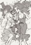  1boy 2girls agua_mp belt blush bound bound_wrists dress facial_hair femdom girl_sandwich greyscale hand_on_another&#039;s_head harem long_skirt looking_at_another mario mario_(series) monochrome multiple_girls mustache off_shoulder open_belt partially_unbuttoned pauline_(mario) princess_peach sandwiched skirt socks super_mario_odyssey tall_female undressing_another unworn_clothes 