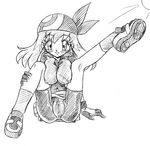  arukime arukimedesu bandana bandanna bb breasts fanart gloves haruka_(pokemon) large_breasts lowres may monochrome nintendo pokemon shoes sketch sneakers spandex 