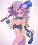  ass ayla_(chrono_trigger) between_breasts bitchen blonde_hair blue_eyes bottomless bracer breasts caveman chrono_trigger club curly_hair feather_boa large_breasts long_hair nipples no_bra no_panties shiny solo wavy_hair weapon 