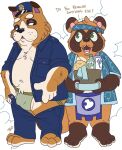  animal_crossing anthro asian_clothing bath bathhouse booker_(animal_crossing) bulldog canid canine canis clothing domestic_dog duo east_asian_clothing fundoshi hi_res japanese_clothing jockstrap male mammal mastiff molosser nintendo raccoon_dog tanuki tbid tommy_nook towel underwear undressing video_games 