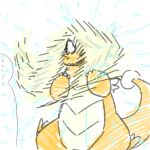  0bon 1other claws closed_mouth dragon dragonite drying feathered_wings full_body head_wings highres horns mega_dragonite mega_pokemon pokemon pokemon_(creature) pokemon_focus shaking simple_background single_horn tail water wet white_background wings 