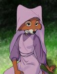  anthro bhawk canid canine clothed clothing disney dress female fox maid_marian mammal purple_clothing robin_hood_(disney) solo veil 