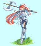  1girl armor axe battle_axe breastplate cherche_(fire_emblem) chocochip_trip commission double-sided_axe fire_emblem fire_emblem_awakening highres holding holding_axe looking_at_viewer pink_eyes pink_hair weapon 