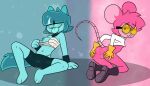  2025 anthro anus blue_body blush breasts buckteeth butt camel_toe canid canine canis domestic_dog eyewear female genitals glasses hi_res looking_at_viewer mammal mindgasmyt murid murine nerd nipples open_mouth pink_body presenting rat rodent smile spats tail teeth vulva 