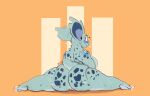  anthro big_breasts big_butt blue_body blush bodily_fluids breasts butt camel_toe claws digital_media_(artwork) dipstick_tail female flexible generation_1_pokemon genitals heart_symbol hi_res huge_butt humanoid looking_at_viewer looking_back markings nidorina nintendo nude pokemon pokemon_(species) red_breadd red_eyes scale_markings scales short_stack simple_background slightly_chubby smile solo spikes spikes_(anatomy) splits spread_legs spreading sweat tail tail_markings thick_thighs vulva wide_hips 