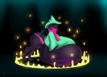  2018 3_toes absurd_res animal_humanoid anthro areola badgerben big_breasts big_butt black_body black_fur bovid bovid_humanoid breasts butt caprine caprine_humanoid clothing clothing_pull deltarune dress eyewear feet female fur glasses goat goat_humanoid green_clothing green_dress green_eyes green_hat green_headwear hat headgear headwear hi_res huge_breasts huge_thighs humanoid hyper hyper_breasts long_ears looking_down magic magic_circle mammal mammal_humanoid nipples non-mammal_breasts panties pink_clothing pink_panties pink_scarf pink_underwear ralsei scarf solo thick_thighs toes underwear video_games wide_hips wizard_hat 