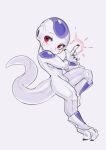  2018 3_toes 5_fingers abs anthro deltoids dragon_ball dragon_ball_z feet femboy fingers frieza hi_res male muscular_femboy one_leg_up quads raised_leg red_eyes side_view simple_background smile solo tail toes tyson_tan white_body 