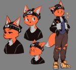  2023 anthro beanie black_beanie black_clothing black_hat black_headwear black_shirt black_topwear blue_clothing blue_shirt blue_topwear bottomwear brown_bottomwear brown_clothing brown_pants canid canine clothed clothed_anthro clothed_male clothing countershading derpyfox_36 derpyfox_36_(fursona) digital_media_(artwork) dipstick_tail eyebrow_slit eyebrows footwear fox front_view fur furgonomic_beanie furgonomic_hat furgonomic_headwear furgonomics grey_background hand_in_pocket hat headgear headwear jacket male male_anthro mammal markings narrowed_eyes orange_body orange_ears orange_fur pants pockets shirt shoes simple_background solo tail tail_markings topwear torn_bottomwear torn_clothing torn_pants white_body white_countershading white_inner_ear white_sclera white_tail_tip yellow_clothing yellow_footwear yellow_shoes 