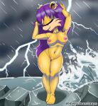 absurd_res anthro archie_comics areola big_breasts black_nose breasts cheek_tuft delicioussoup electricity eyelashes eyes_closed facial_tuft female front_view fur genitals hair herpestid hi_res lightning long_hair mammal mina_mongoose mongoose navel nipple_piercing nipples nude piercing pink_areola pink_nipples purple_hair raining sea sega smile solo sonic_the_hedgehog_(archie) sonic_the_hedgehog_(comics) sonic_the_hedgehog_(series) storm tan_body tan_fur thick_thighs tuft vulva water wide_hips yellow_body yellow_fur