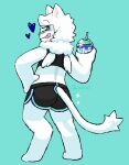 2023 animal_humanoid anthro beverage black_clothing blush butt claws clothed clothing colored crop_top digital_drawing_(artwork) digital_media_(artwork) digitigrade dolphin_shorts felid finger_claws flag flag_print fur gregory_(vexedcalyx) hair heart_symbol humanoid male mammal markings mythological_creature mythological_sphinx mythology neck_tuft pointy_ears rear_view shirt simple_background slurpee solo striped_markings stripes summer tail tongue tongue_out topwear tuft vexedcalyx white_body white_fur white_hair wings
