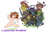 areola armor big_breasts blue_areola blue_body blue_eyes blue_nipples blue_skin blush bow_(weapon) breasts brown_hair chasing dagger female front_view genitals goblin green_areola green_body green_nipples green_skin group hair holding_bow_(weapon) holding_dagger holding_melee_weapon holding_object holding_ranged_weapon holding_sex_toy holding_sword holding_weapon huffslove human humanoid humanoid_pointy_ears mammal melee_weapon navel nipples nude pink_areola pink_nipples pointy_ears purple_hair ranged_weapon red_eyes sex_toy short_hair simple_background small_breasts smile sword tan_body tan_skin terraria text thick_thighs vulva weapon white_background wide_hips yellow_sclera