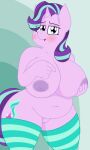  absurd_res anthro anthrofied big_breasts breasts clothing coatieyay equid equine female friendship_is_magic genitals hasbro hi_res holding_breast horn legwear mammal my_little_pony overweight overweight_female pussy solo starlight_glimmer_(mlp) thick_thighs thigh_highs unicorn 