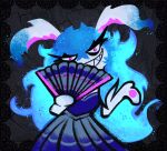 2022 altermentality anthro arms_bent black_background blue_clothing blue_dress blue_ear_tips blue_hair clothed clothed_anthro clothed_female clothing colored digital_drawing_(artwork) digital_media_(artwork) dipstick_ears dress ear_markings eyelashes female female_anthro fur ghost hair hand_pawpads holding_fan hybrid lagomorph long_ears long_eyelashes long_hair looking_at_viewer mammal mario_plus_rabbids_sparks_of_hope midnite_(mario_plus_rabbids) mitten_hands multicolored_ears multicolored_hair nintendo no_pupils noseless paper_fan pawpads portrait purple_eyes purple_inner_ear purple_pawpads rabbid raving_rabbids rayman_(series) sharp_teeth simple_background smile smiling_at_viewer solo spirit teeth three-quarter_portrait toothy_smile two_tone_hair ubisoft white_body white_fur