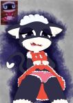  absurd_res anthro atlus black_body black_fur blue_eyes bottomwear clothed clothing cristalyzed crossgender domestic_cat felid feline felis female fur hi_res maid_uniform male mammal markings morgana_(persona) panties panties_showing persona_(series) persona_5 raised_bottomwear raised_clothing raised_skirt sega skirt solo tail tail_markings tuxedo_cat underwear uniform white_body white_fur 