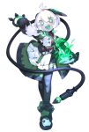  ... 1girl :d absurdres armor bright_pupils cheri_zao commentary cup full_body green_eyes green_hair green_shirt green_skirt headgear highres holding joints looking_at_viewer maid midoriko_(cheri_zao) multicolored_hair open_mouth original ringed_eyes robot_girl robot_joints shirt short_hair simple_background skirt smile solo speech_bubble standing symbol-only_commentary teacup two-tone_hair white_background white_hair white_pupils 