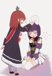  2girls ^_^ animal_ears armband back_bow bakara_(19083210) black_dress black_leotard blush bow chiester556 closed_eyes colored_eyelashes commentary_request cropped_jacket crown dress film_grain flying_sweatdrops frilled_dress frilled_sash frills headpat highres jacket leotard long_dress long_hair long_sleeves maria_(umineko) mary_janes mini_crown multiple_girls open_mouth pantyhose pleated_skirt purple_armband purple_hair rabbit_ears rabbit_girl rabbit_tail red_sash red_shoes sash seiza shoes short_hair showgirl_skirt sitting skirt sleeve_cuffs smile tail thighhighs u_u umineko_no_naku_koro_ni ushiromiya_maria white_bow white_jacket white_pantyhose white_skirt white_thighhighs 
