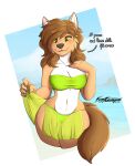  2021 5_fingers anthro bikini black_claws black_nose breasts brown_body brown_fur brown_hair canid canine canis claws cleavage clothed clothing countershade_torso countershading dialogue digital_media_(artwork) english_text female finger_claws fingers fur green_eyes hair hi_res kanutwolfen loona_(kanutwolfen) mammal multicolored_body multicolored_fur navel signature solo strapless_bikini strapless_clothing strapless_swimwear swimwear text two_tone_body two_tone_fur white_body white_countershading white_fur wolf 