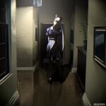  1girl absurdres animal_ears artist_name ashenmash bow bowtie brown_hat brown_shoes commentary faceless facing_viewer gold_ship_(umamusume) hat heart highres horror_(theme) horse_ears horse_girl indoors loafers long_hair parody picture_frame plant pleated_skirt potted_plant purple_bow purple_bowtie purple_shirt sailor_collar sailor_shirt school_uniform shadow shirt shoes short_sleeves silent_hill_(series) silent_hills skirt solo standing summer_uniform thighhighs tracen_school_uniform umamusume white_hair white_skirt 