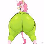  2d_animation ambiguous_gender animated anthro big_butt blush boon_(vimhomeless) bottomwear bouncing_butt butt butt_clench butt_jiggle clothing equid equine hair horn huge_butt lipstick looking_at_viewer looking_back looking_back_at_viewer makeup mammal pants pink_body pink_hair signature simple_background solo thick_thighs unicorn vimhomeless white_background wide_hips yellow_eyes yellow_lipstick 