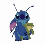 1:1 4_arms alien amphibian antennae_(anatomy) anthro black_eyes blue_body blue_claws blue_fur claws crazydrak disney duo frog fur green_body head_tuft holding_another lilo_and_stitch looking_at_viewer male male_anthro mouth_closed multi_arm multi_limb notched_ear nude standing stitch_(lilo_and_stitch) toe_claws tuft yellow_body yellow_eyes