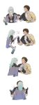  1boy 1girl absurdres alcohol alzi_xiaomi anger_vein angry armor bangs black_gloves blue_eyes blue_hair blush bottle breasts brown_hair byleth_(fire_emblem) byleth_(fire_emblem)_(female) claude_von_riegan closed_mouth clothing_cutout collar commentary_request couple dark_skin dark_skinned_male ear_blush ear_piercing earrings eyebrows_visible_through_hair fire_emblem fire_emblem:_three_houses from_behind from_side gloves green_eyes hair_between_eyes hetero highres holding holding_another&#039;s_arm holding_bottle holding_clothes jacket jacket_on_shoulders jewelry kiss long_hair long_sleeves looking_at_another midriff navel navel_cutout nose_blush open_mouth parted_lips piercing pointing short_hair shoulder_armor sideburns simple_background smile sweat upper_body white_background 