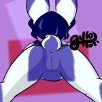  1:1 2021 anthro anus ass_up butt female frost_(gyrodoodle) genitals gyrodoodle hair hi_res invalid_tag lagomorph leporid looking_away mammal nude ponytail pussy rabbit raised_tail simple_background solo 