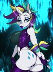  anthro anthrofied big_breasts big_butt blue_eyes breasts butt clothing equid equine female friendship_is_magic hasbro horn jrvanesbroek mammal my_little_pony nipple_outline raripunk rarity_(mlp) solo thong underwear unicorn 