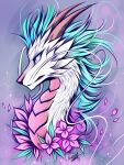  2021 asian_mythology blue_body blue_fur digital_media_(artwork) dragon east_asian_mythology eastern_dragon fur furred_dragon ghibli haku_(spirited_away) headshot_portrait hi_res horn myarukawolf mythology portrait spirited_away white_body white_fur 