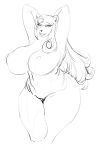  absurd_res anthro big_breasts breasts carsen female hi_res mammal monochrome nude pose solo thick_thighs tongue tongue_out ursid 