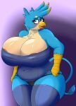  absurd_res anthro anthrofied areola avian belly big_belly big_breasts breasts cleavage clothed clothing coatieyay crossgender female gallus_(mlp) gryphon hi_res huge_breasts mtf_crossgender mythological_avian mythology overweight overweight_anthro overweight_female panties slightly_chubby solo thick_thighs underwear 