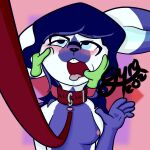  ahegao anthro blush bodily_fluids breasts collar disembodied_hand drooling face_squish female frost_(gyrodoodle) gyrodoodle hi_res lagomorph leash leporid looking_pleasured mammal nipples nude open_mouth rabbit saliva simple_background small_breasts solo squish teasing tongue tongue_out 