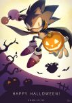  2018 ambient_bat anthro anthro_focus biped blue_body blue_fur cane chiropteran classic_sonic classic_sonic_(universe) clothing dated digital_media_(artwork) dr._eggman duo egg_mobile english_text eulipotyphlan footwear fur gloves grin halloween handwear hedgehog holding_object holidays human jack-o&#039;-lantern male mammal moon night red_clothing red_footwear red_shoes shoes smile solo_focus sonic_the_hedgehog sonic_the_hedgehog_(series) text uno_yuuji white_clothing white_gloves 