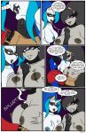  anthro anthrofied areola big_breasts bodily_fluids breasts comic cum dekomaru dialogue equid female friendship_is_magic genital_fluids group group_sex hi_res male male/female mammal mask my_little_pony nipples octavia_(mlp) sex threesome vinyl_scratch_(mlp) 