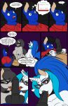  anthro anthrofied areola big_breasts breasts comic dekomaru dialogue equid female friendship_is_magic group group_sex hi_res male male/female mammal mask my_little_pony nipples octavia_(mlp) sex threesome vinyl_scratch_(mlp) 