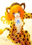  2016 anthro blue_eyes breasts cheetah countershading felid feline female fur hair hi_res looking_at_viewer mammal naturally_censored navel open_mouth simple_background solo spots spotted_body tetetor-oort white_background white_countershading yellow_body yellow_fur 