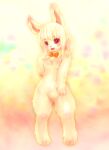  2012 anthro blush braided_hair female fur hair lagomorph leporid looking_at_viewer mammal naturally_censored nude open_mouth rabbit red_eyes simple_background smile solo standing tetetor-oort white_body white_fur white_hair 