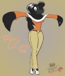 anthro avian beak belt bird black_body black_feather_hair black_feathers blu3danny bottomwear clothing corvid corvus_(genus) crow denim denim_bottomwear denim_clothing digit_ring dragonboy618 feather_hair feathers female footwear hair hair_over_eye hi_res high_heels jeans jewelry mature_female mother_(lore) oscine pants parent_(lore) passerine pseudo_hair ring shirt shoes signature solo tail tail_feathers teresa_lacorvo topwear wedding_ring xoxo