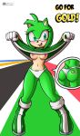 2025 advertisement amy_rose anthro blush breasts butt butt_focus clothed clothing clothing_lift curvy_figure digital_drawing_(artwork) digital_media_(artwork) dress dress_lift eulipotyphlan female flashing flashing_breasts fourssss fur green_body green_eyes green_fur hedgehog hi_res mammal olympics panties sega signature solo sonic_the_hedgehog_(series) tattoo text tramp_stamp underwear