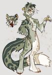 2023 4_toes 5_fingers anthro arm_markings arm_tuft artist_name battytangfang biped black_nose blood bodily_fluids cheek_tuft chest_markings claws countershade_feet countershading crotch_tuft digitigrade dipstick_tail elbow_tuft facial_markings facial_tuft fangs feet felid finger_claws fingerless_(marking) fingerpads fingers fur grey_body grey_countershading grey_eyes grey_fingers grey_fur grey_markings grey_stripes grey_toes hair head_markings hi_res inner_ear_fluff jonesy_(battytangfang) leg_markings leopard_spots looking_at_viewer male male_anthro mammal markings neck_tuft nosebleed notched_ear nude_anthro nude_male one_eye_closed pantherine patchwork_creature pawpads red_sclera round_ears short_hair simple_background snow_leopard solo spots spotted_body spotted_fur spotted_markings standing striped_body striped_fur striped_markings stripes surgical_suture tail tail_markings teeth text toeless_(marking) toes tongue tongue_out tuft whiskers white_body white_claws white_countershading white_fur white_inner_ear_fluff white_markings white_tail_tip yellow_eyes yellow_sclera