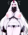  areola big_areola big_breasts blush breasts camel_toe clothing female hair hi_res horn horned_humanoid huge_breasts humanoid kantai_collection nipples not_furry oni_unicorn panties pink_eyes seaport_princess solo underwear white_body white_hair white_skin 