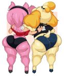  amy_rose animal_crossing anthro big_butt butt canid canine canis domestic_dog duo eulipotyphlan female hedgehog hi_res isabelle_(animal_crossing) mammal nintendo purple_yoshi_draws sonic_the_hedgehog_(series) thick_thighs video_games wide_hips 