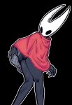 anthro arthropod black_background black_body black_eyes butt cloak cloak_only clothing empty_eyes female hollow_knight_(franchise) hornet_(hollow_knight) insect red_cloak red_clothing simple_background solo team_cherry thick_thighs white_body wide_hips xrobinsfw