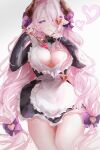  cream granblue_fantasy horns lielac maid narumeia_(granblue_fantasy) no_bra pointy_ears skirt_lift 