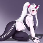  big_breasts breasts female hair hi_res horn horned_humanoid huge_breasts humanoid kantai_collection long_hair not_furry oni_unicorn pink_eyes seaport_princess side_boob solo white_hair 