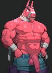 abs animate_inanimate anthro balls bandage bandaged_arm bandaged_neck barazoku belt big_muscles big_pecs bottomwear bottomwear_pull camelid clothed clothing clothing_pull dendryte_axxon epic_games erection eye_patch eyewear fortnite fur genitals glans hi_res huge_muscles humanoid_genitalia humanoid_penis legband living_pinata llama looking_down lt._john_llama male mammal muscular muscular_anthro muscular_male navel nipples open_bottomwear open_clothing open_pants pants pants_pull pecs penis pinata pink_body pink_fur pubes solo topless topless_anthro topless_male