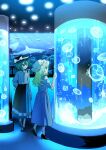  2girls absurdres aquarium black_hat black_skirt blonde_hair bow clothing_cutout commentary_request dress fish hat hat_bow hat_ribbon high_heels highres indoors jellyfish long_hair long_sleeves maribel_hearn mob_cap multiple_girls open_mouth ribbon shark shirt shoes short_hair shoulder_cutout skirt standing tamagogayu1998 touhou usami_renko white_bow white_hat white_ribbon white_shirt 